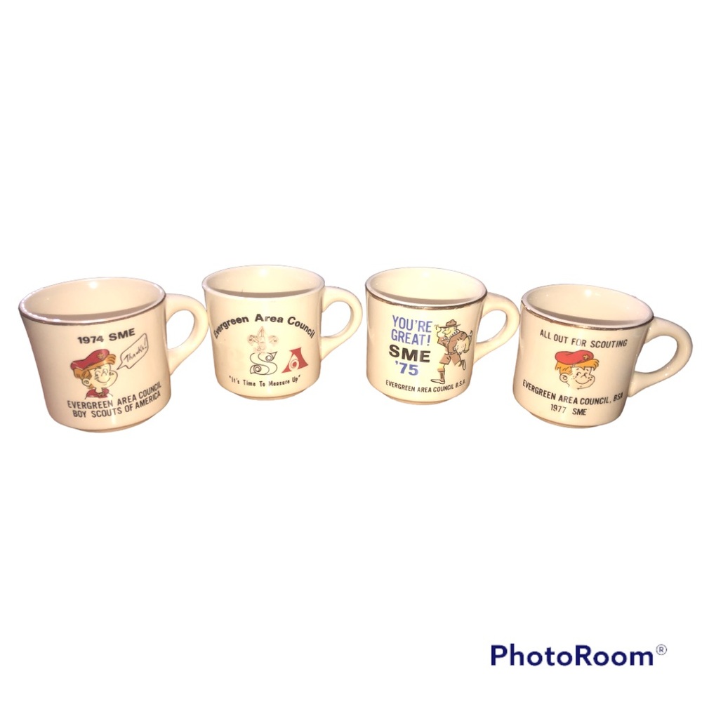 Buy 2 get 10% off Vintage Boy Scouts Of America Set of 4 Assorted Coffee Mugs